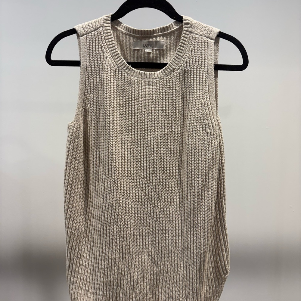 LOFT Sleeveless Knit Tank in Cream